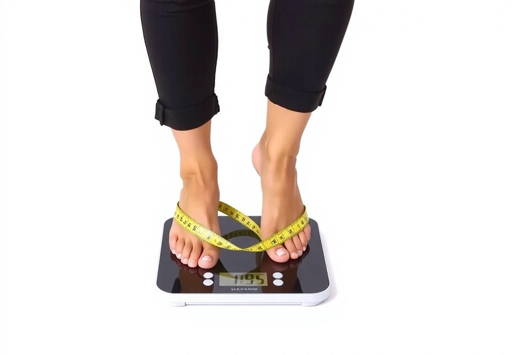 Person beim Wiegen mit einem Messband um die Taille