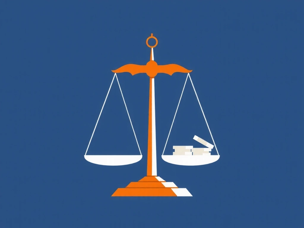 Illustration einer Waage, die Gerechtigkeit und Gleichgewicht symbolisiert, um Haftungsbeschränkung darzustellen.